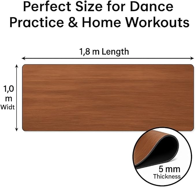 Marley Dance Floor – Portable 6 x 3 ft Non-Slip Vinyl Mat for Ballet, Lyrical & Tap – 2mm Thick, Lightweight, Rollable – Ideal for Practice at Home, Studio, or Outdoors