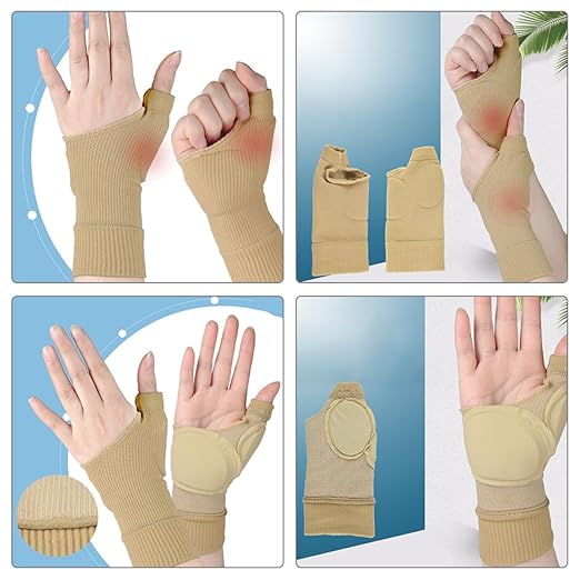 HOMSFOU Protective Wrist Brace Compression Gloves Breathable Sports Wrist Support for Fitness Training Basketball Hand Wrap, Skin Color, Size L
