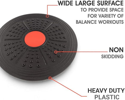 Balance Board 360° Rotating Core Strength & Stability Trainer for Home Gym, Fitness, Physical Therapy & Rehabilitation, Non-Slip Textured Wobble Board for Balance