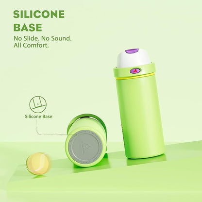 POWCAN 18 oz Insulated Water Bottle: 2-in-1 Push-Button Spout & Quick-Flip Straw, Leakproof, Cold 24Hrs, Lockable, Fits Car Cup Holder, Stainless Steel Cup for Sports, Travel, Daily Use (Scare School)