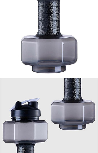 Big Capacity PETG Friendly Cup Dumbbell Shape Drinking Water Bottles Barbell Kettle Body Training Bottle () for Outdoor Camping Travel