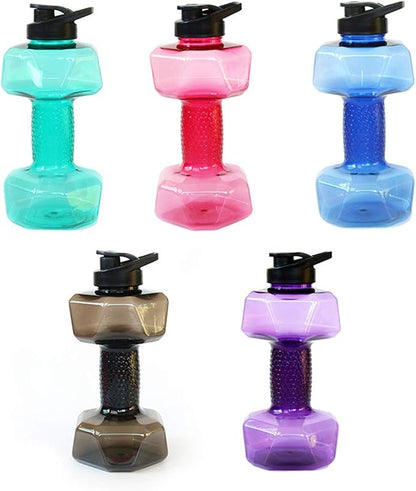 Big Capacity PETG Friendly Cup Dumbbell Shape Drinking Water Bottles Barbell Kettle Body Training Bottle () for Outdoor Camping Travel