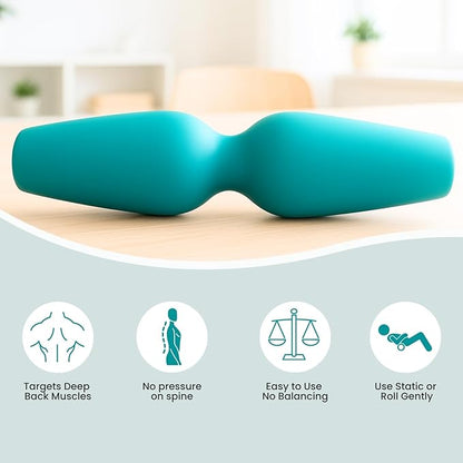 Back Roller for Back Pain Relief – Upgraded 100% Flexible Silicone That Wraps Around The Spine for Deeper Relief, Softer Than Hard Foam Rollers