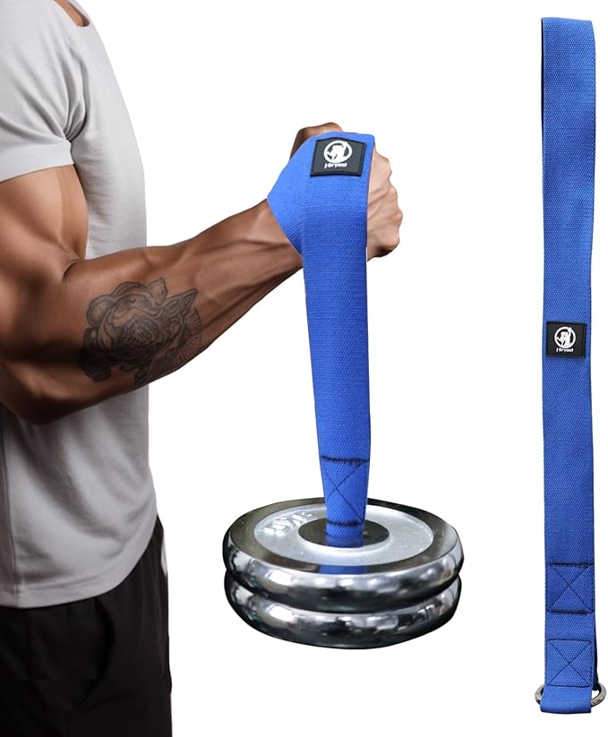 J Bryant Arm Wrestling Training Strap Belt Hand Grip- Ideal for Wrist Forearm and Biceps Workouts Multifunctional Home Gym Fitness Equipment Compatible with 1 inch and 2 inches Barbell Plates