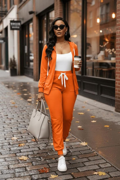 CLOCOR Track Suits for Women Set - Casual 2 Piece Outfits Sweatsuit Pocket Hoodies Long Sleeve with Patchwork Pants Set