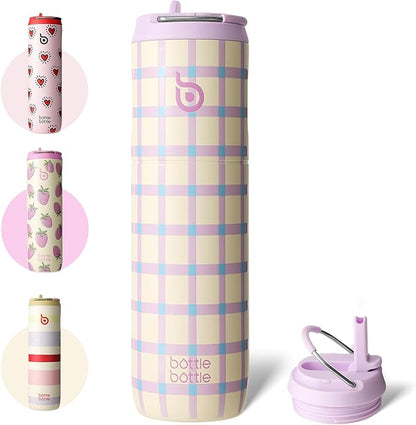BOTTLE BOTTLE Insulated Water Bottle 24oz with Straw Lid and Handle for Sports Travel Gym Stainless Steel Water Bottles Double-Wall Vacuum Metal Leak Proof BPA-Free