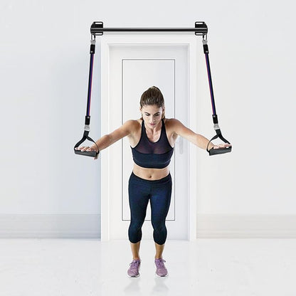SELEWARE Fully Welded Heavy Duty Pull Up Bar Wall Mount Chin Up Bar for Doorway, Beam & Joist | Mounted Pull Up Bar with Resistance Band Hooks, Supports 440 lb Capacity