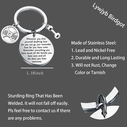 Lywjyb Birdgot Fitness Keychain Weightlifting Sports Keychain Inspirational Dumbbell Workout Keychain