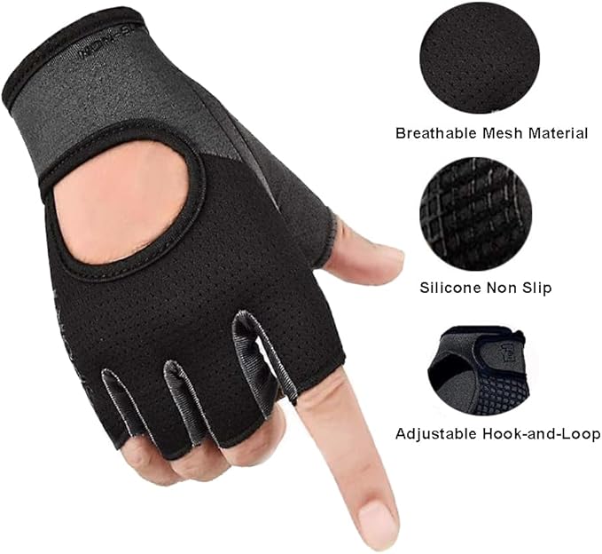 Men Women Workout Gloves Fingerless Weightlifting Anti-Slip Breathable Gym Exercise Gloves for Training Cycling Sports