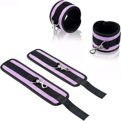 Spreader Bar Heavy Duty Stainless Steel Expandable Silver Bar Home Gym with 4pcs PU Purple Adjustable Strap,Sports Aid Training Fitness Gear Pilates Aid Kit,Yoga Set