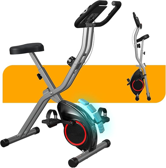 Foldable Exercise Bike for Small Apartments, Stationary Bikes for Home, Indoor Portable Cycling Bike with 16-Level Magnetic Resistance, 260LBS Capacity, 5.5 LBS Flywheel, for Small Space Workout 816