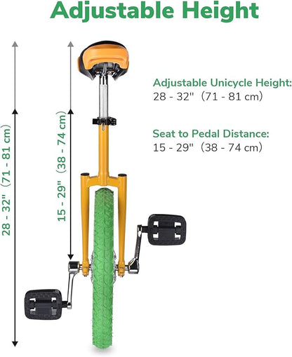 AW 16/18/20/24 Inch Wheel Outdoor Unicycle Adjustable Seat Exercise Bicycle Fit Adults Kids Outdoor Sports Fitness Exercise, for Choice