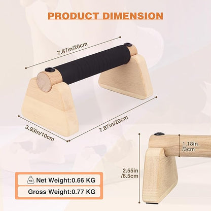 Wooden Parallettes 2 PCS Wood Push-up Stand for Exercise Home Workout Equipment Strength Training Non-Slip Base for Handstand Blocks, Pushup Handles & Planks