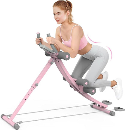Ab Workout Equipment, Ab Machine for Women, Adjustable Core Abdominal Exercise Fitness Equipment, Foldable Waist Trainer Ab Crunch Home Gym Systems for Beginners