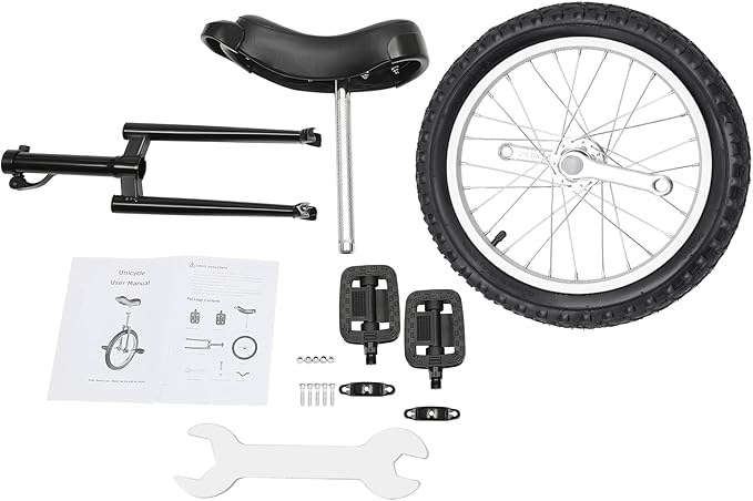 16/24 Inch Wheel Unicycle with Steel Rim, Unicycle Electric Wheel Skidproof Mountain Tire Cycling Sports Exercise with Adjustable Seat, Adults Kids Outdoor Sports Fitness Exercise Tool