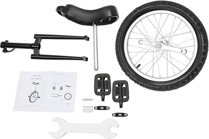 16/24 Inch Wheel Unicycle with Steel Rim, Unicycle Electric Wheel Skidproof Mountain Tire Cycling Sports Exercise with Adjustable Seat, Adults Kids Outdoor Sports Fitness Exercise Tool