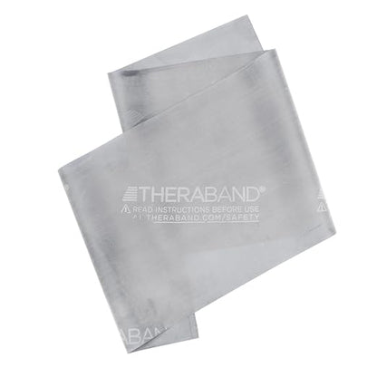 THERABAND Professional Latex Resistance Bands, Individual 6 Ft Elastic Band for Upper & Lower Body Exercise, Physical Therapy, Pilates, At-Home Workouts, 6 Foot, Silver, Super Heavy, Level 7