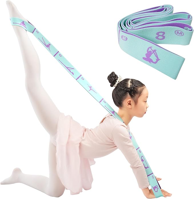 Extended 8 Loops Kids' Elastic Band – Adjustable Dance & Gymnastics Stretch Strap for Children's Training, Yoga, Pilates, and Ballet Resistance Home Workout