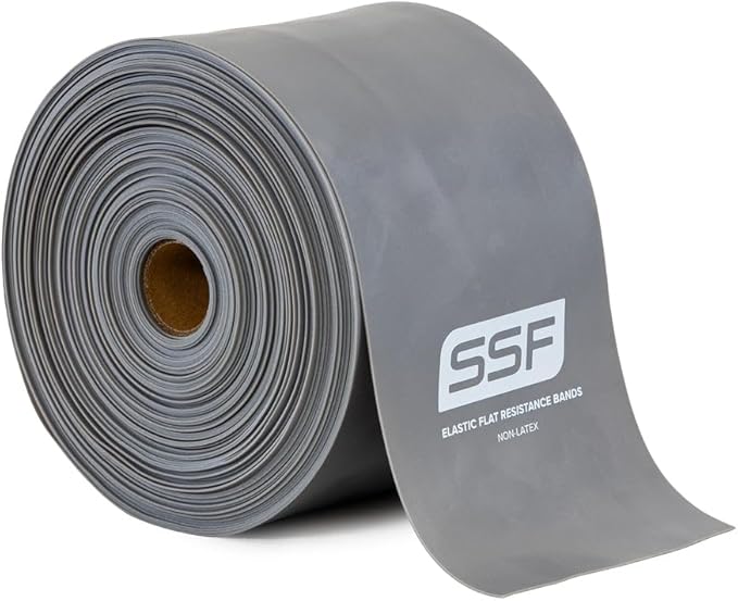 Serious Steel Fitness Flat Resistance Bands for Upper and Lower Body Strength Training and Exercise. (Non-Latex Flat Physical Therapy Exercise Bands - 4" x 25 Yards or 4" x 5 Feet)