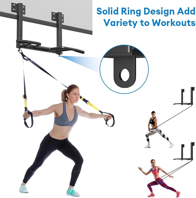 Wall Mount Pull Up Bar, Joist Beam Rafter Mount Pull-up Bar, Ceiling Mounted Chin Up Bar for Home Gym with Punching Bag Hanger