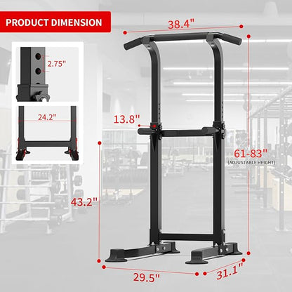 ZENOVA Pull Up Bar Dip Bar Squat Rack Workout Dip Station Height Adjustable Free Standing Chin Up Bar