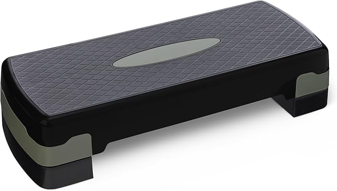 Amazon Basics Aerobic Exercise Step Platform, Adjustable Workout Stepper for Home Fitness, 27", Black/Grey