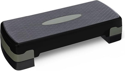 Amazon Basics Aerobic Exercise Step Platform, Adjustable Workout Stepper for Home Fitness, 27", Black/Grey