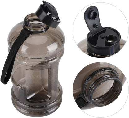 ZJchao 74.4oz Water Bottle, Super Large Capacity Food Grade Plastic Sports Cup with Holder for Women Men Gym Fitness Athletic Outdoor Camping Hiking, Black