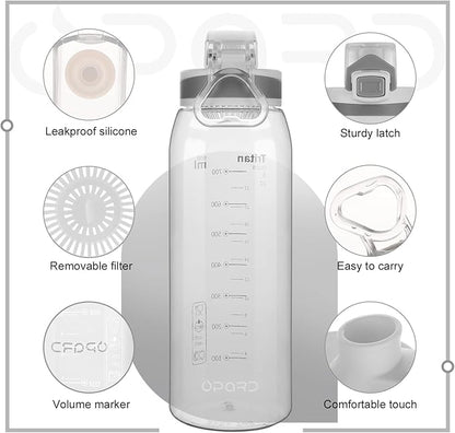 Opard 30oz Sports Water Bottle with Leak Proof Flip Top Lid BPA Free Tritan Reusable Plastic for Gym and Outdoor