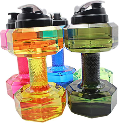 Dumbbell Shape Water Bottle 11.02In Large Capacity Petg Fitness Water Cup Portable Sports Kettle for Gym Work School Arm Exercise