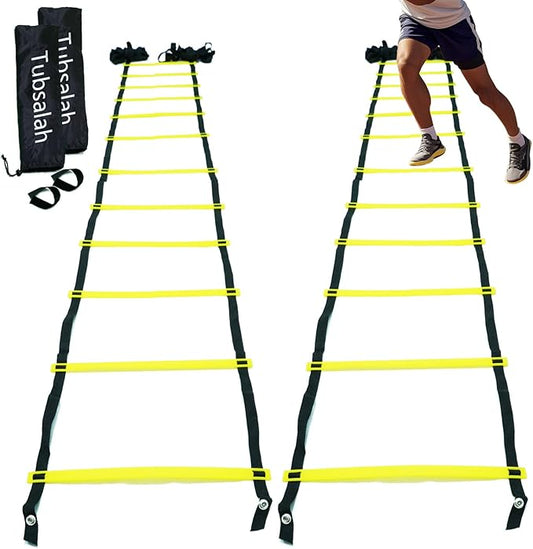 20ft Adjustable Agility Ladder with Carry Bag – Football Training Equipment & Speed Ladder for Soccer, Basketball – Agility Training Equipment for Footwork Drills （2Pack）