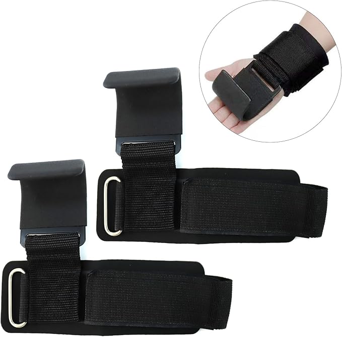 Weight Lifting Hooks Pair Wrist Supports Non-Slip for Gym Grips Pull Up Weight Lifting Grips Barbell Powerlifting Exercise Fitness 8mm Neoprene Padded