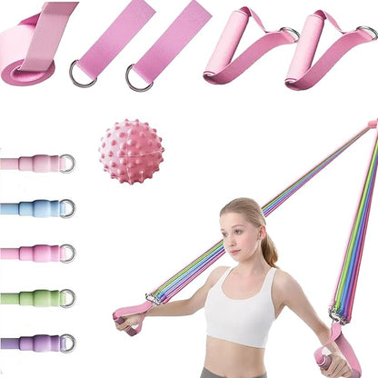 Resistance Bands Set with Handles - 5 Level Tubes (15-35 LBS), 12-Piece Home Gym Kit with Door Anchor, Ankle Straps & Massage Ball for Full Body Workout”