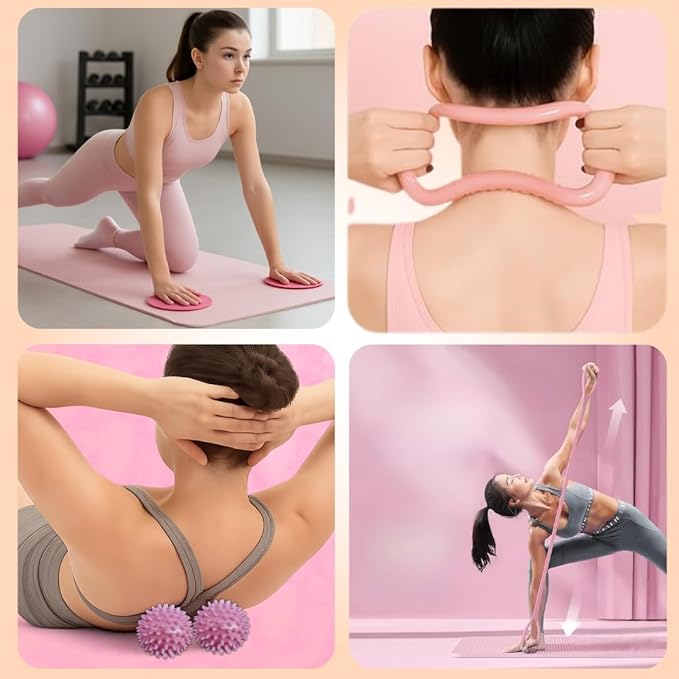 Pilates Kit for Women – Home Pilates Equipment Set with Pilates Ring, Ball & Resistance Bands, Full Body Workout Pilates Starter Kit for Beginners, Home Gym Fitness Accessories