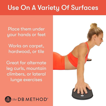THE DB METHOD DreamDiscs Core Sliders for Work Out, Custom Full Body Ab Floor Gliders for Exercising, Pilates, Fitness, Abdominal Muscles, Home Gym Workout Equipment, for All Floor Types, Set of 2