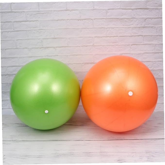 GARVALON 2pcs Anti-Burst Yoga Ball Set, Thickened Mini PVC Exercise Balls for Balancing Stability Trainer, Pilates Fitness Gym Use, Orange and Green, 15-35cm Random Size