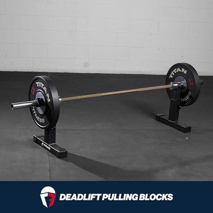 Titan Fitness Adjustable Deadlift Pulling Blocks, Olympic Barbell Jack, 1,300 LB Capacity, 4 Height Settings for Home Gym Weightlifting