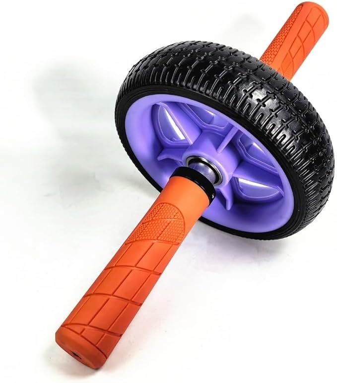 Home Fitness Abdominal Exerciser with Single Wheel, Durables 500 lb Load Capacity, Ergonomic 150 mm EVA Handle, Textured Non-Slip Tire for Stable Rolling on Multiple Surfaces(purple+orange)