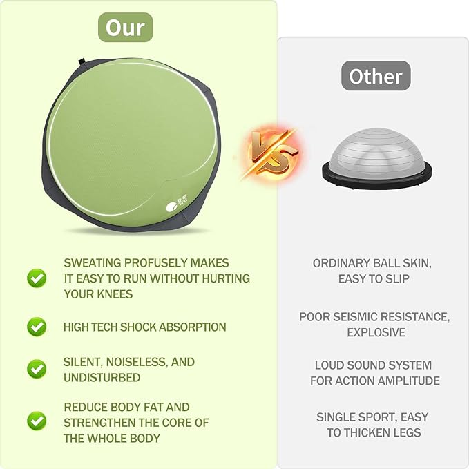 workout equipment for home，boso balancing ball，half ball balance trainer，core training equipment， 31.5 inch Yoga Exercise Ball for Home Gym Core Training Anti-Skid Surface (Green Heart-31.5'')