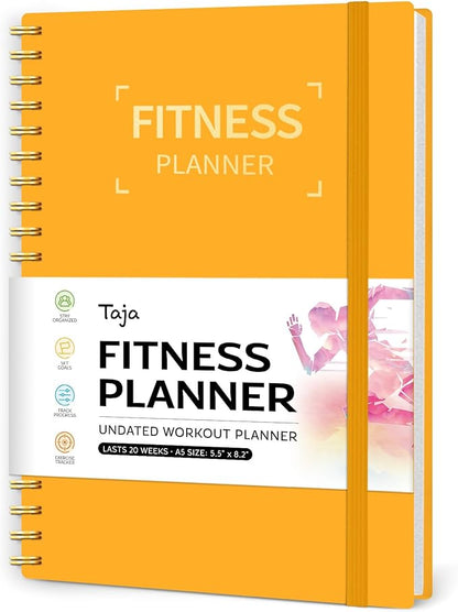 Fitness Workout Journal for Women & Men, A5(5.5" x 8.6") Workout Log Book Planner for Tracking, Progress, and Achieving Your Wellness Goals-Yellow