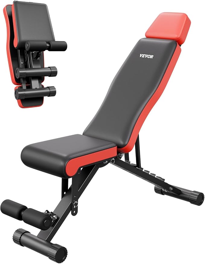 VEVOR Weight Bench, 800lbs/660lbs Adjustable Weight Bench Press for Full Body Workout, Exercise Sit-up Bench for Home Gym Strength Training, Multiple Functions, Fast Adjustment