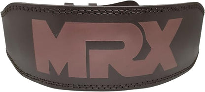 MRX Weight Lifting Belt Genuine Leather - 4 Inches Wide 8mm Thick Padded Lumbar Back Support Double Prong Powerlifting Belts Heavy Duty Deadlifts Workout Squats & Exercise Belt for Men & Women