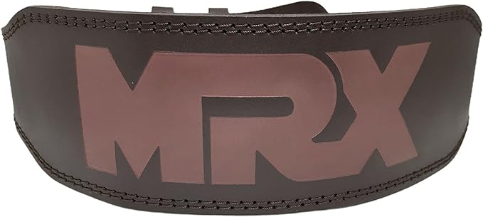 MRX Weight Lifting Belt Genuine Leather - 4 Inches Wide 8mm Thick Padded Lumbar Back Support Double Prong Powerlifting Belts Heavy Duty Deadlifts Workout Squats & Exercise Belt for Men & Women
