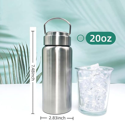 CDJ 20oz Uninsulated Single Wall Stainless Steel Water Bottle, Reusable Metal Water Bottle for Sports, Leakproof and Durable, Perfect for Hiking, Gym, Picnics, and Outdoor Activities