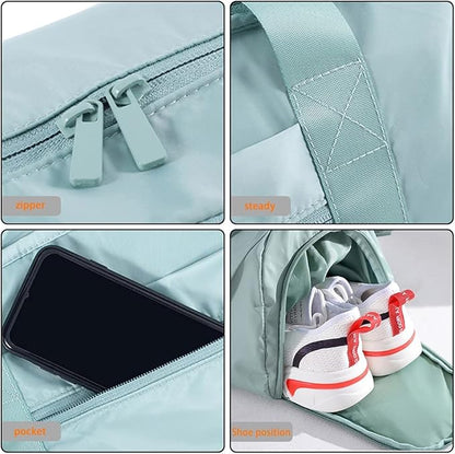 Sports Gym Luggage Travel Bag for Men and Women, Sports Gym Bag, Exercise Duffel Bag, Large Capacity and Light to Carry, Waterproof and Dirt-resistant Foldable Travel Bag ,Gear Green