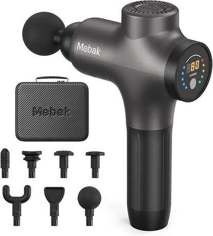 Mebak 3 Massage Gun, Massage Gun Deep Tissue for Athletes, Professional Muscle Percussion Massager, Massager for Shoulder Leg Back Body Pain Relief, Quiet Portable Sport Tool, Gifts for Him