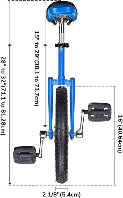 AW 16/18/20/24 Inch Wheel Outdoor Unicycle Adjustable Seat Exercise Bicycle Fit Adults Kids Outdoor Sports Fitness Exercise, for Choice