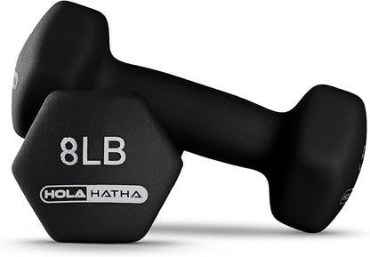HolaHatha 2, 3, 5, 8, and 10 Pound Neoprene Dumbbell Free Hand Weight Set with Rack, Ideal for Home Exercises to Gain Tone and Definition, Pastel