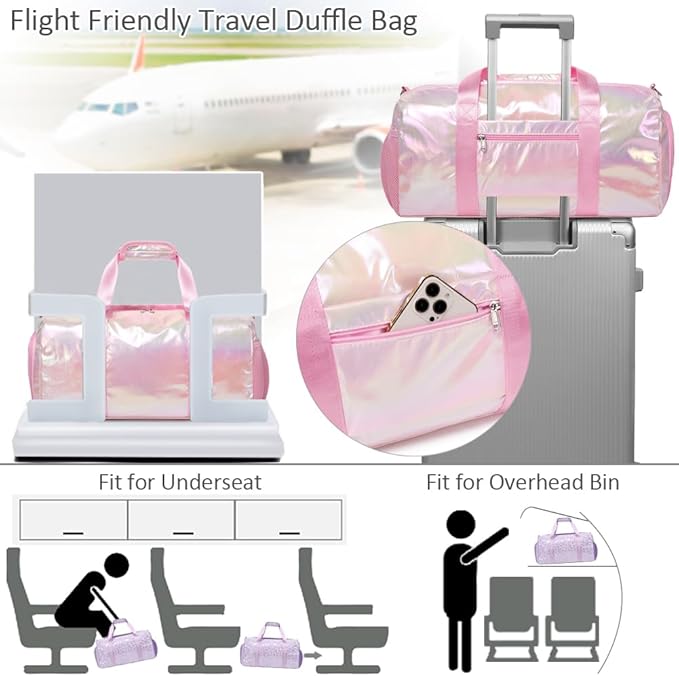 Dance Bag for Girls Sports Gym Duffle Bag with Shoes Compartment Wet Pocket Water Resistant Weekender Carry On Travel Bags for Teen Girls