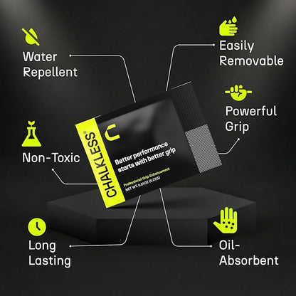 Chalkless Grip Enhancer - Premium Liquid Chalk Alternative & Less Mess Hand Chalk for Weightlifting, Powerlifting, Yoga, Gaming, Climbing, and More, Non-Toxic Long-Lasting & Reliable